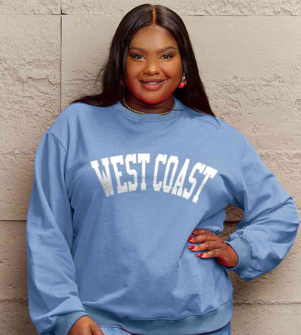 Simply Love Full Size WEST COAST Graphic Long Sleeve Sweatshirt