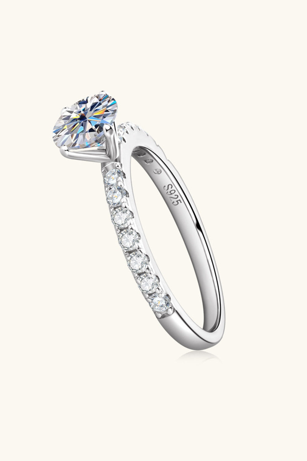 Uylees Boutique Moissanite Platinum-Plated Side Stone Ring