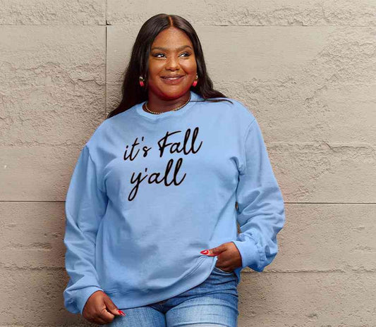 Simply Love Full Size IT'S FALL Y'ALL Graphic Sweatshirt