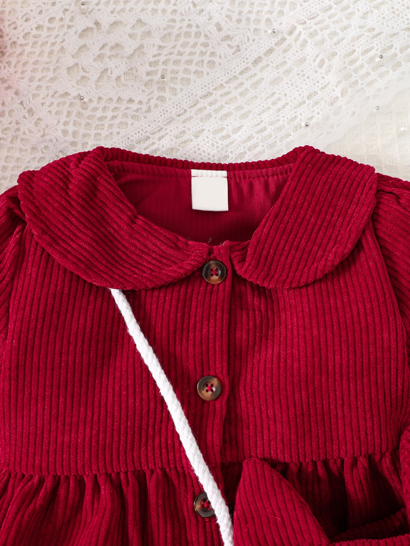 Uylee's Boutique Peter Pan Collar Buttoned Long Sleeve Dress