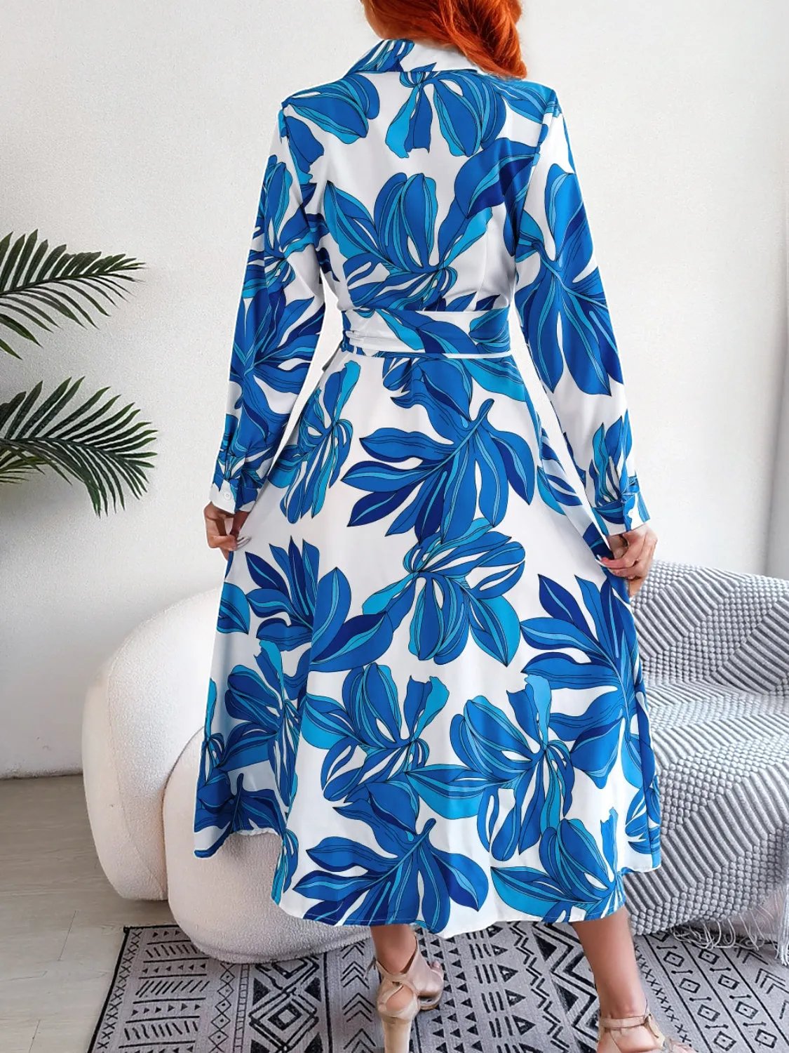 Tied Button Up Long Sleeve Dress - Three Color Choices