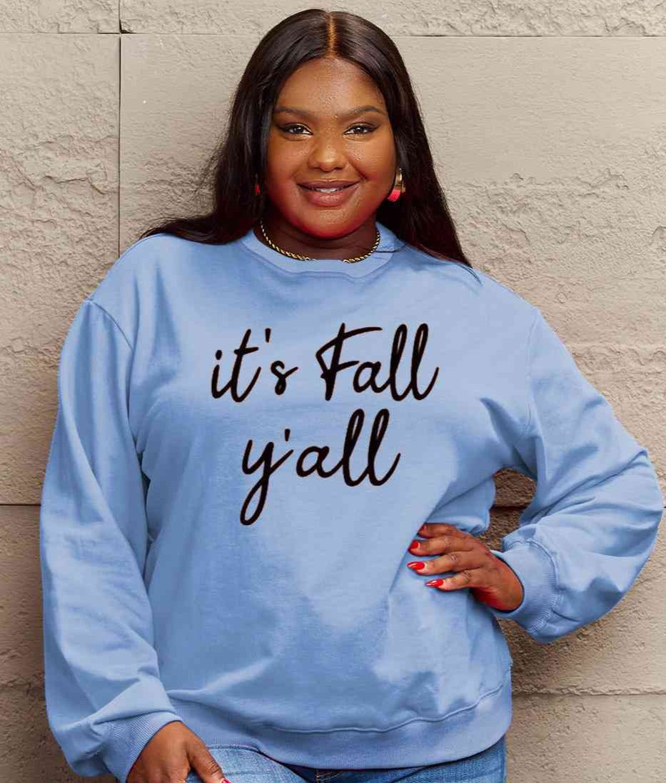 Simply Love Full Size IT'S FALL Y'ALL Graphic Sweatshirt