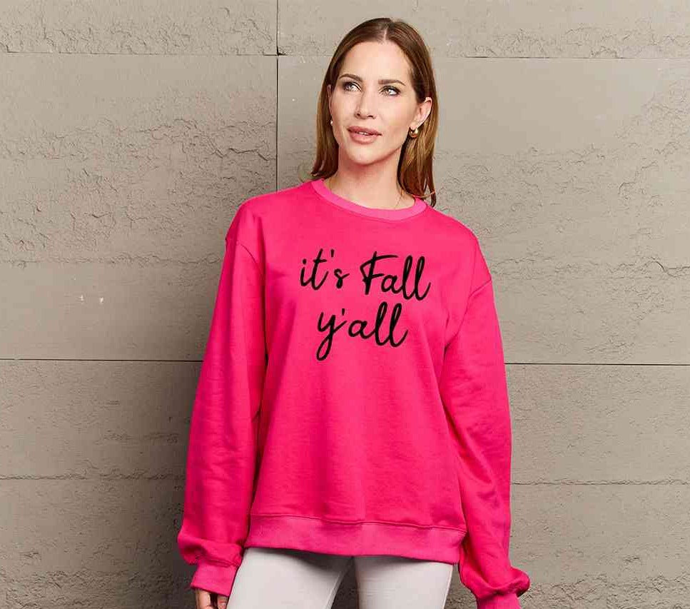Simply Love Full Size IT'S FALL Y'ALL Graphic Sweatshirt
