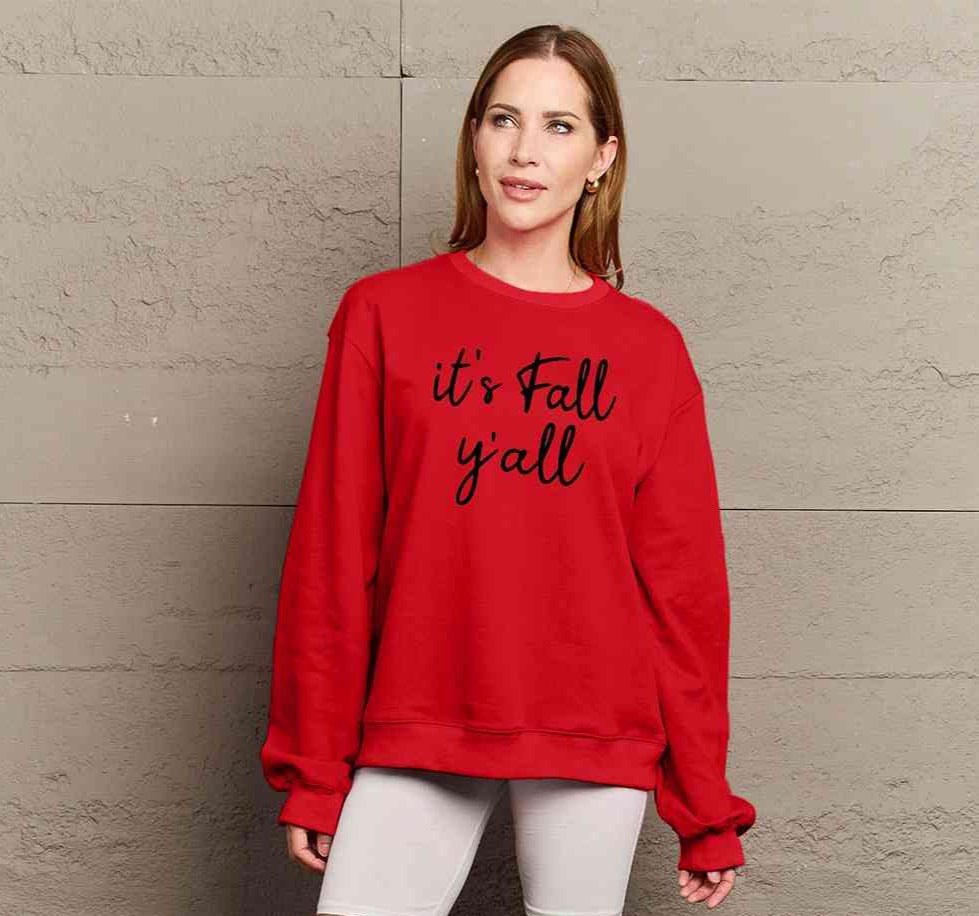 Simply Love Full Size IT'S FALL Y'ALL Graphic Sweatshirt