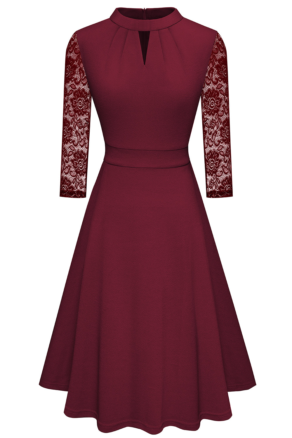 Round Neck Three-Quarter Sleeve Cutout Dress