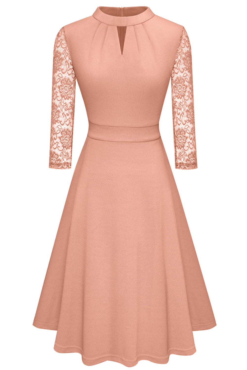 Round Neck Three-Quarter Sleeve Cutout Dress