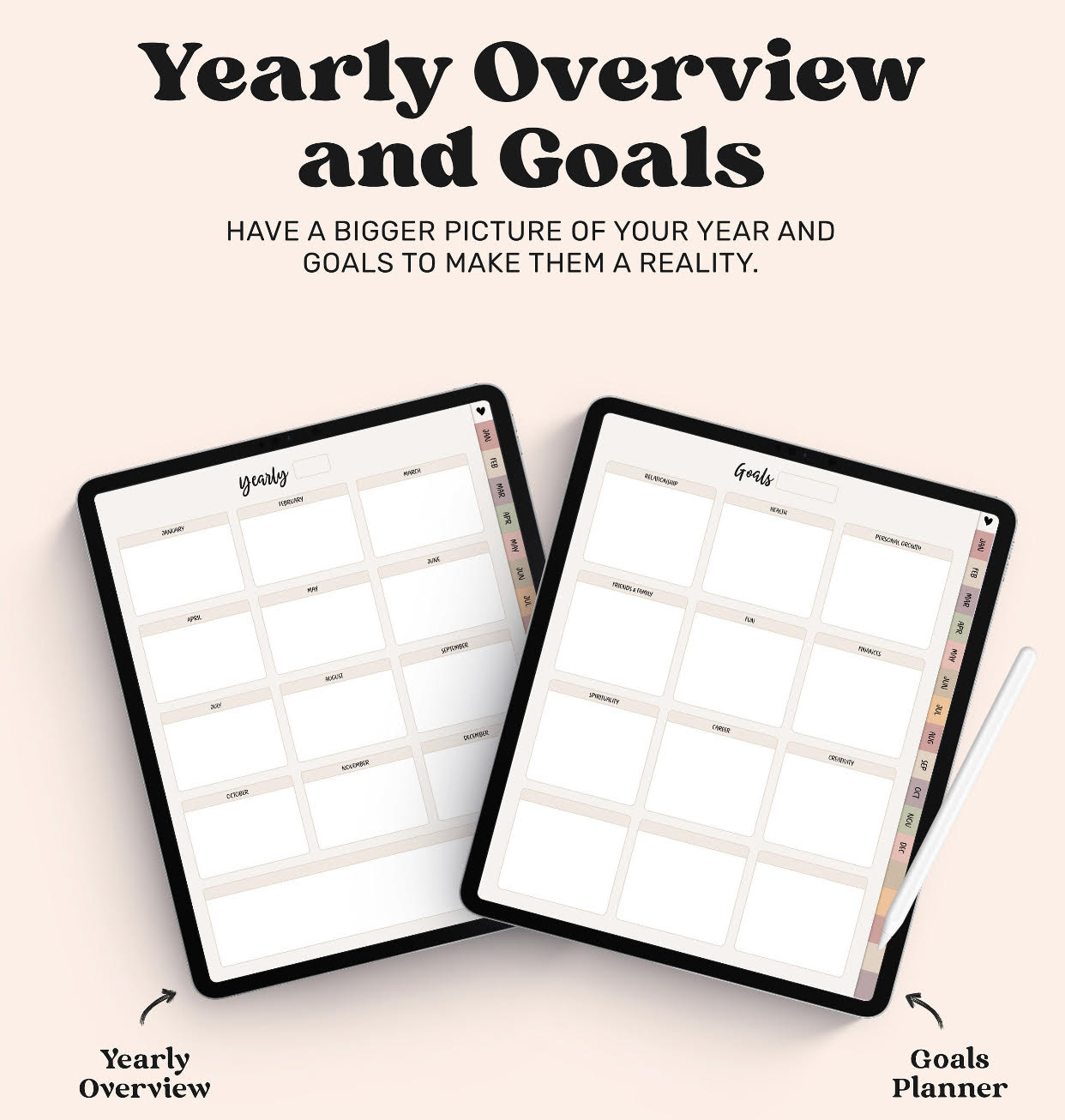 Digital Planner: Undated Goodnotes Planner for Goodnotes, Notability, Noteshelf, Xodo, or any pdf annotation app