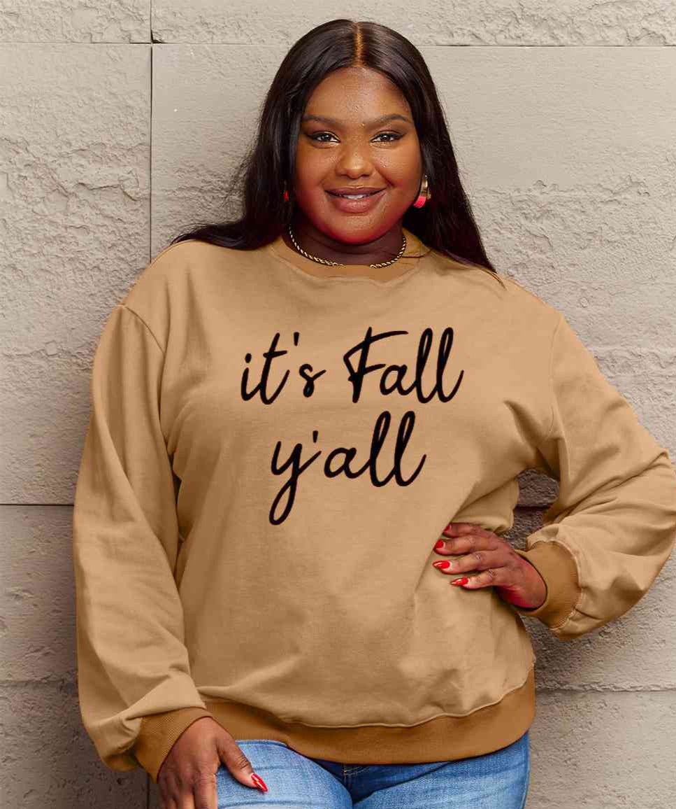 Simply Love Full Size IT'S FALL Y'ALL Graphic Sweatshirt