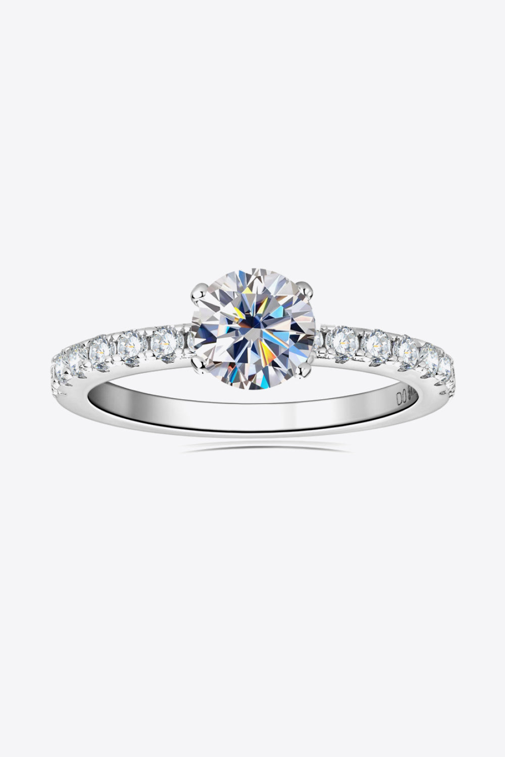 Uylees Boutique Moissanite Platinum-Plated Side Stone Ring