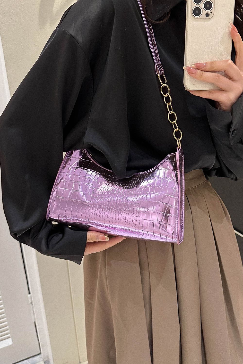PUレザーショルダーバッグ