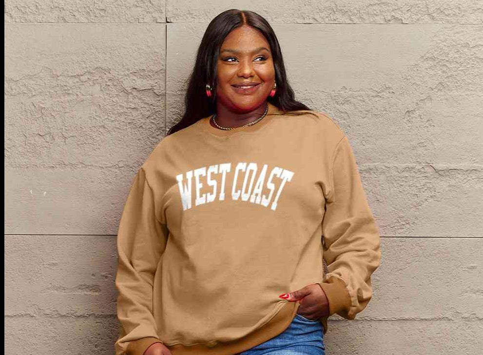 Simply Love Full Size WEST COAST Graphic Long Sleeve Sweatshirt
