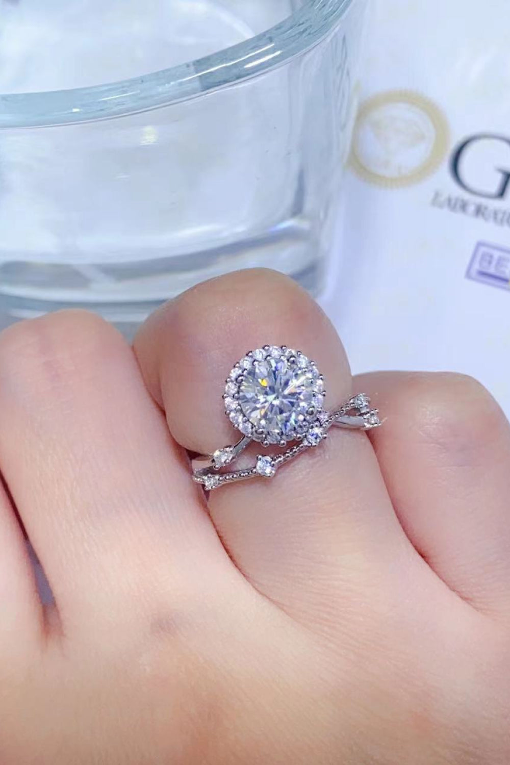 Uylees Boutique 1 Carat Moissanite Platinum-Plated Ring