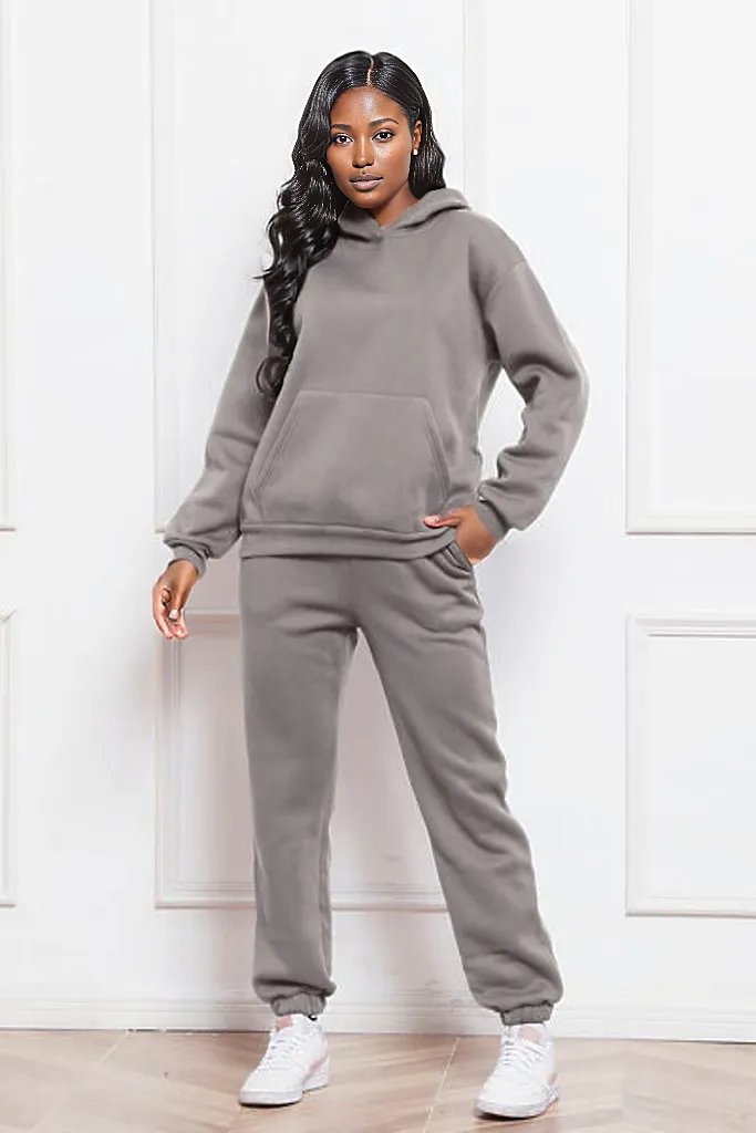 Drop Shoulder Long Sleeve Hoodie and Pants Set