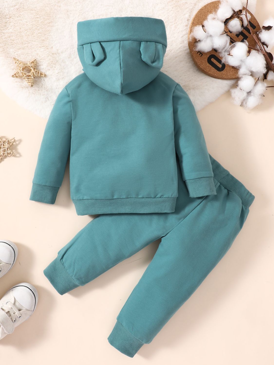 キッズ長袖パーカーとジョガーセット、サイズ12m~4T