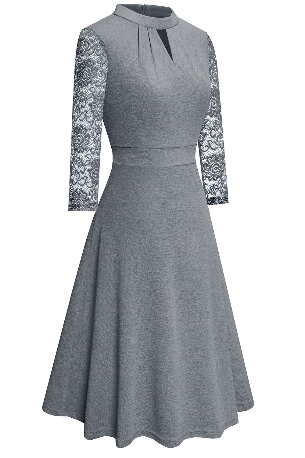 Round Neck Three-Quarter Sleeve Cutout Dress