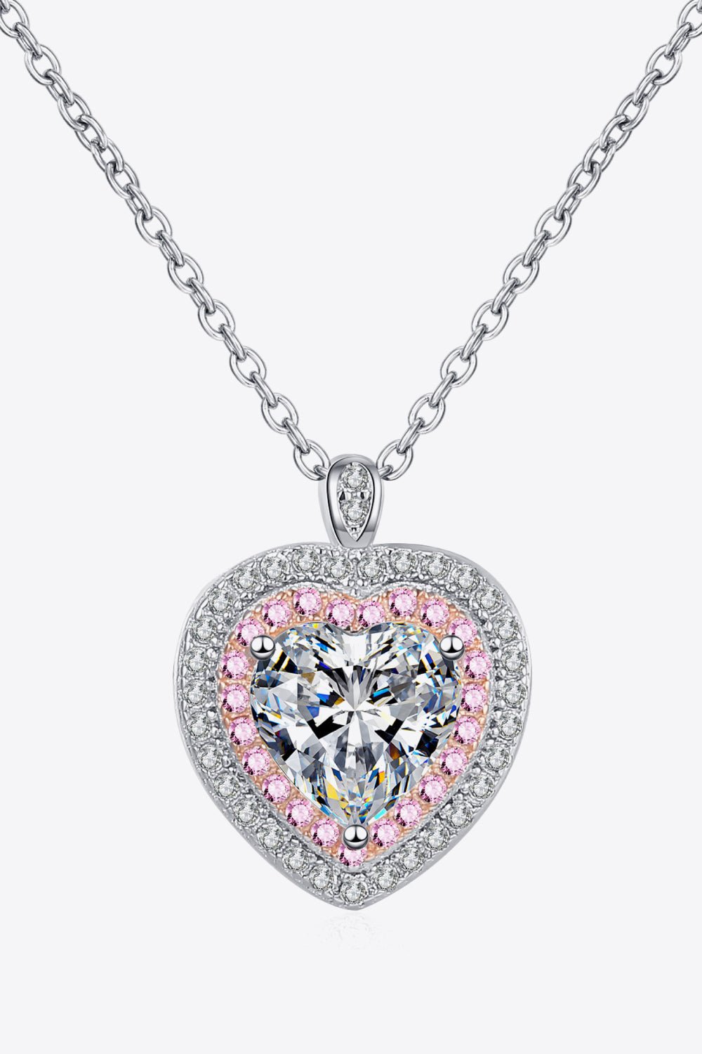 925 Sterling Silver 1 Carat Moissanite Heart Pendant Necklace - Uylee's Boutique
