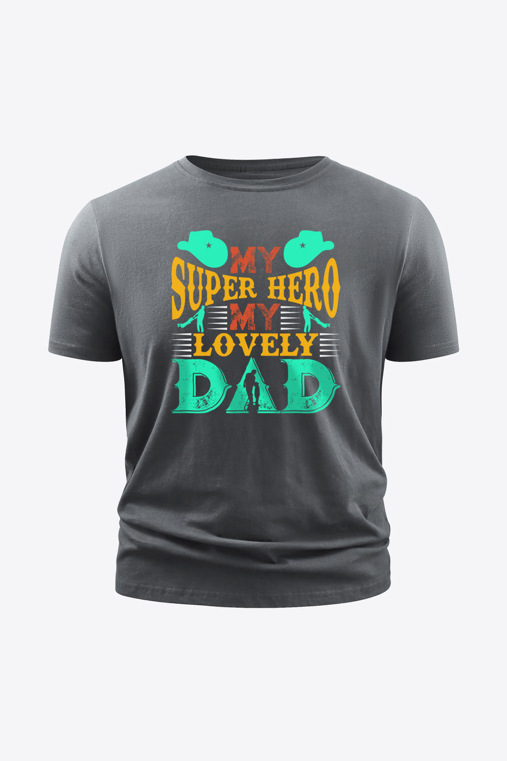 Full Size MY SUPER HERO MY LOVELY DAD Graphic Round Neck Short Sleeve Cotton T-Shirt