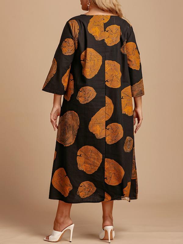 Flowery Printed Plus Size Fashion Long Length Loose Dress, Sizes XLarge - 4XLarge
