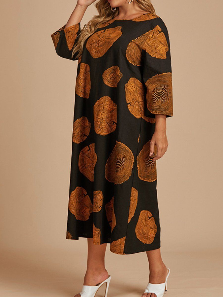 Flowery Printed Plus Size Fashion Long Length Loose Dress, Sizes XLarge - 4XLarge
