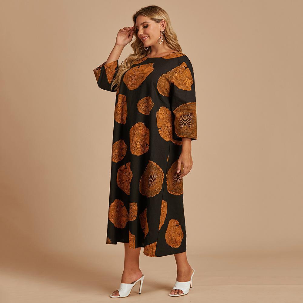 Flowery Printed Plus Size Fashion Long Length Loose Dress, Sizes XLarge - 4XLarge
