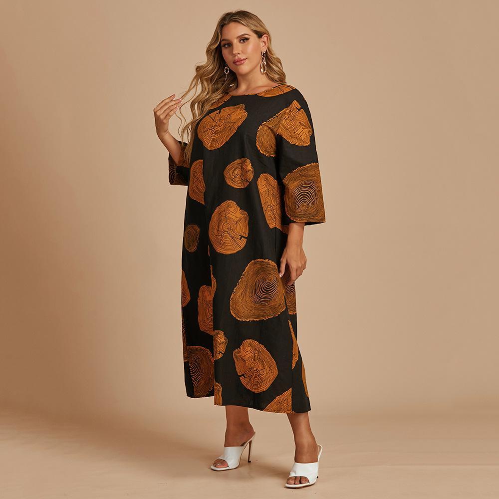 Flowery Printed Plus Size Fashion Long Length Loose Dress, Sizes XLarge - 4XLarge
