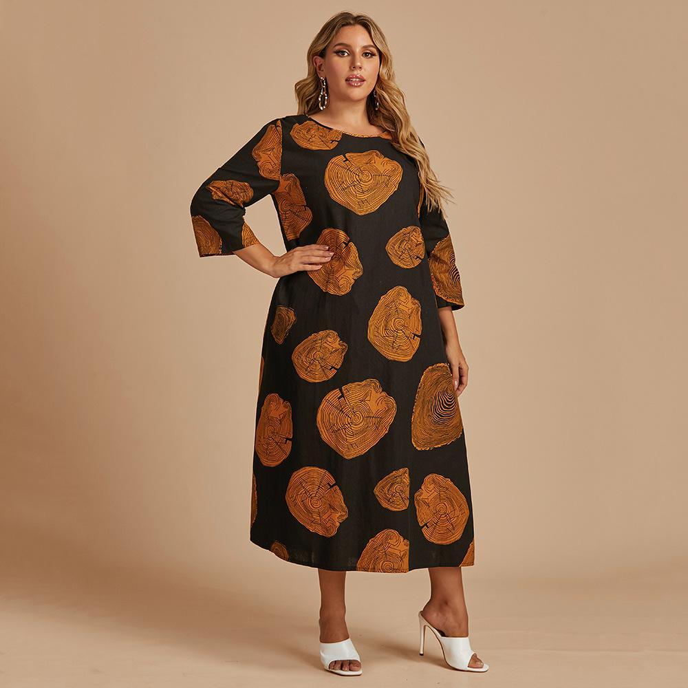 Flowery Printed Plus Size Fashion Long Length Loose Dress, Sizes XLarge - 4XLarge
