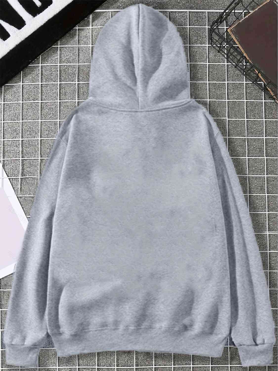 Letter Graphic Long Sleeve Hoodie - Queens, New York