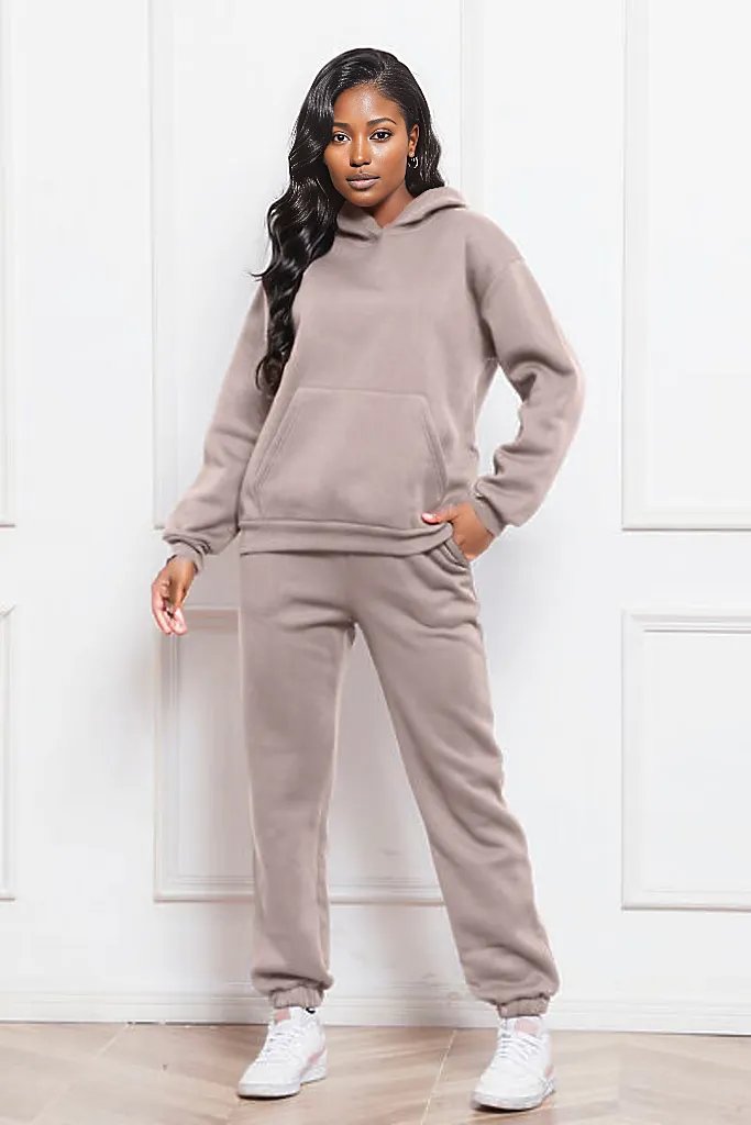 Drop Shoulder Long Sleeve Hoodie and Pants Set