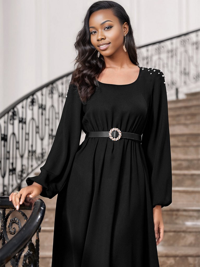 Square Neck Balloon Sleeve Dress