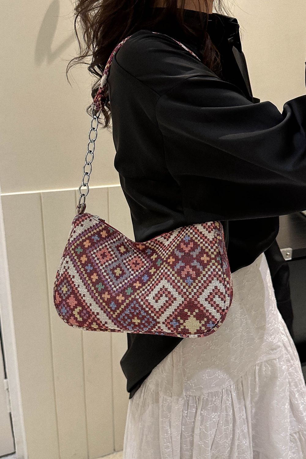 ボヘミアンポリエステルショルダーバッグ