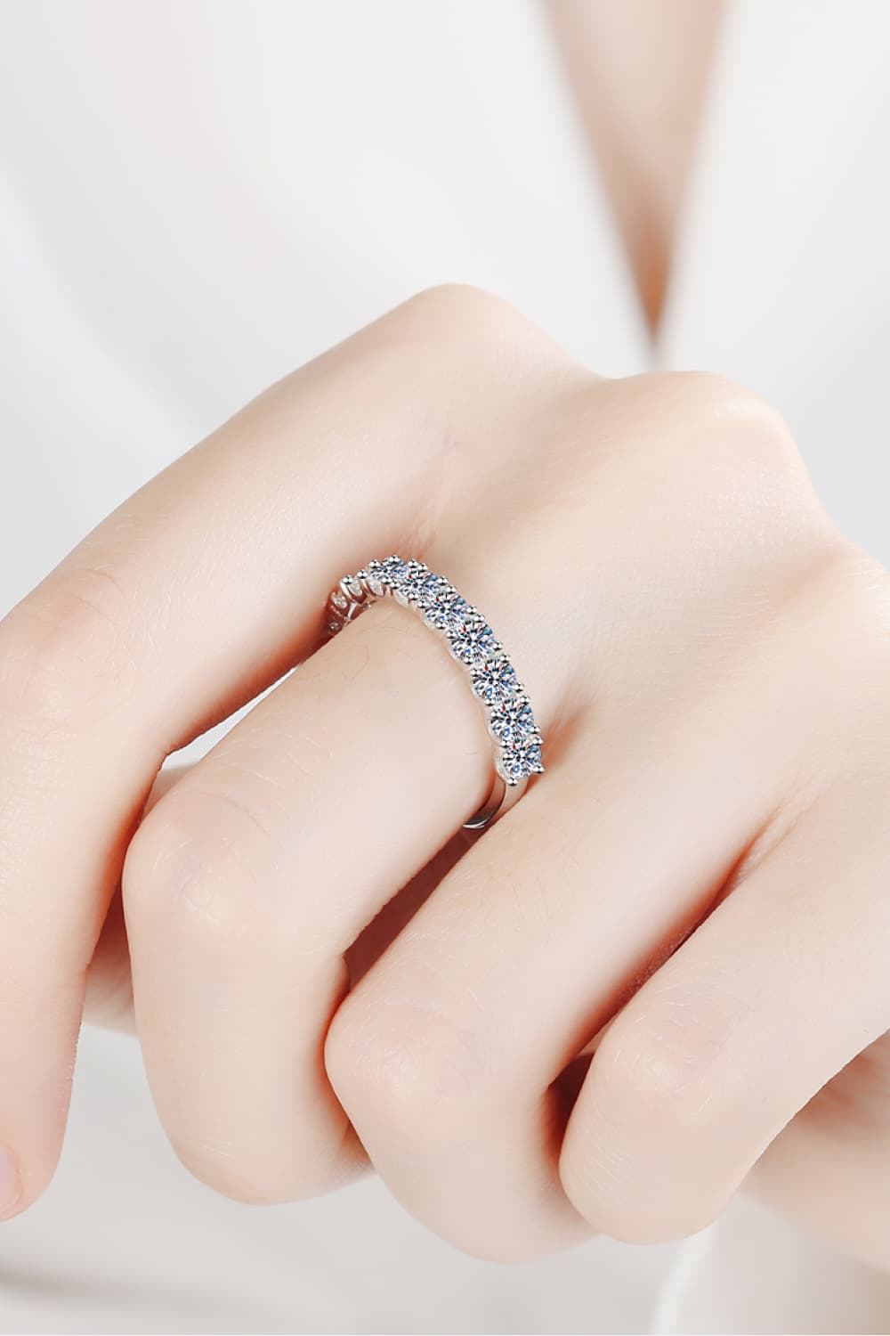 Uylees Boutique 1 Carat Moissanite Half-Eternity Ring