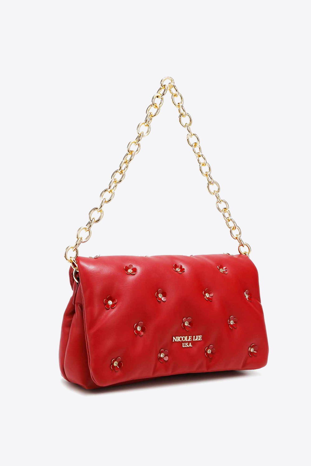 Uylee's Boutique Nicole Lee USA ダイヤモンド フラワー メッセンジャー クロスボディ バッグ