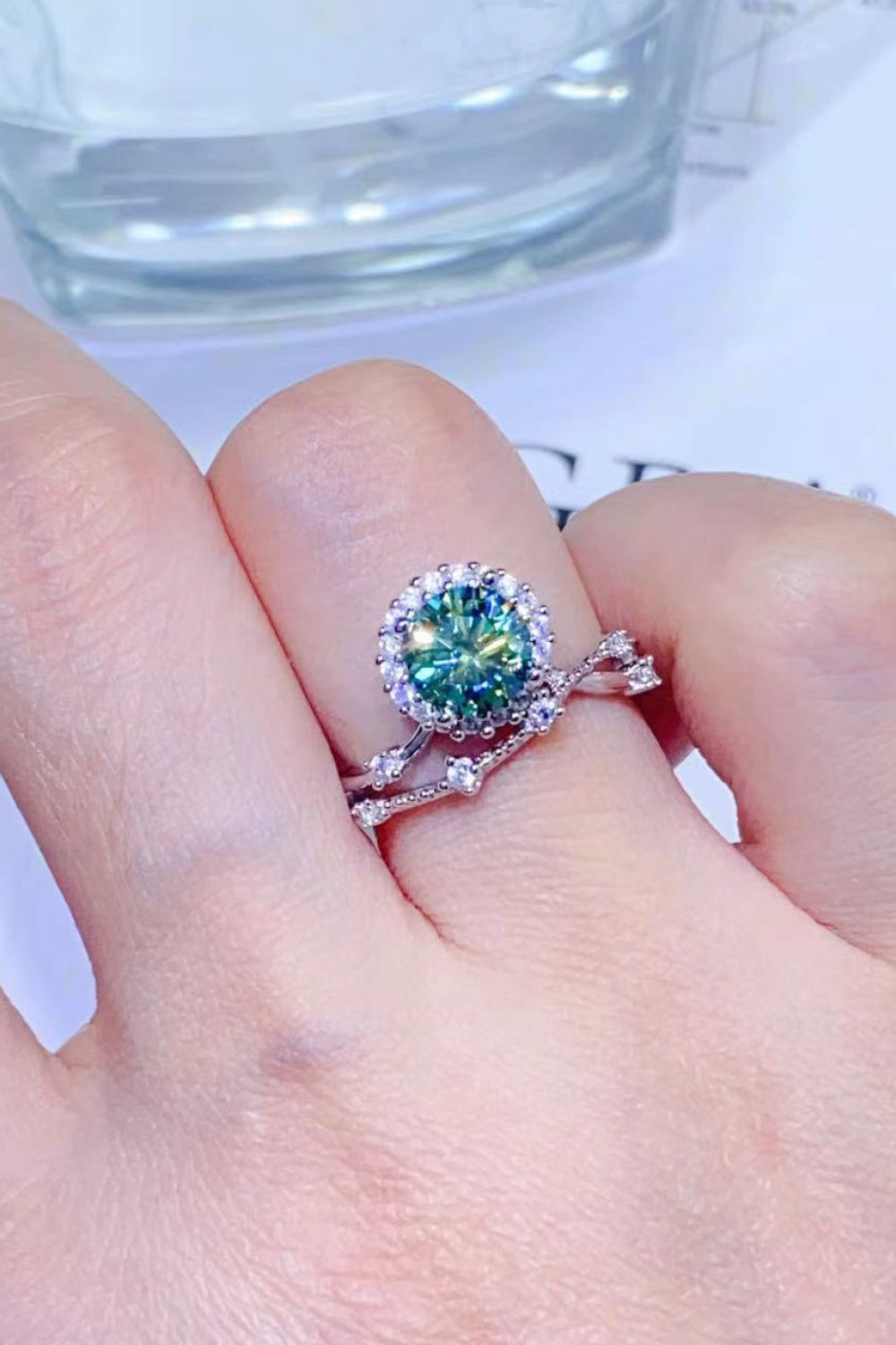 Uylees Boutique 1 Carat Moissanite Platinum-Plated Ring