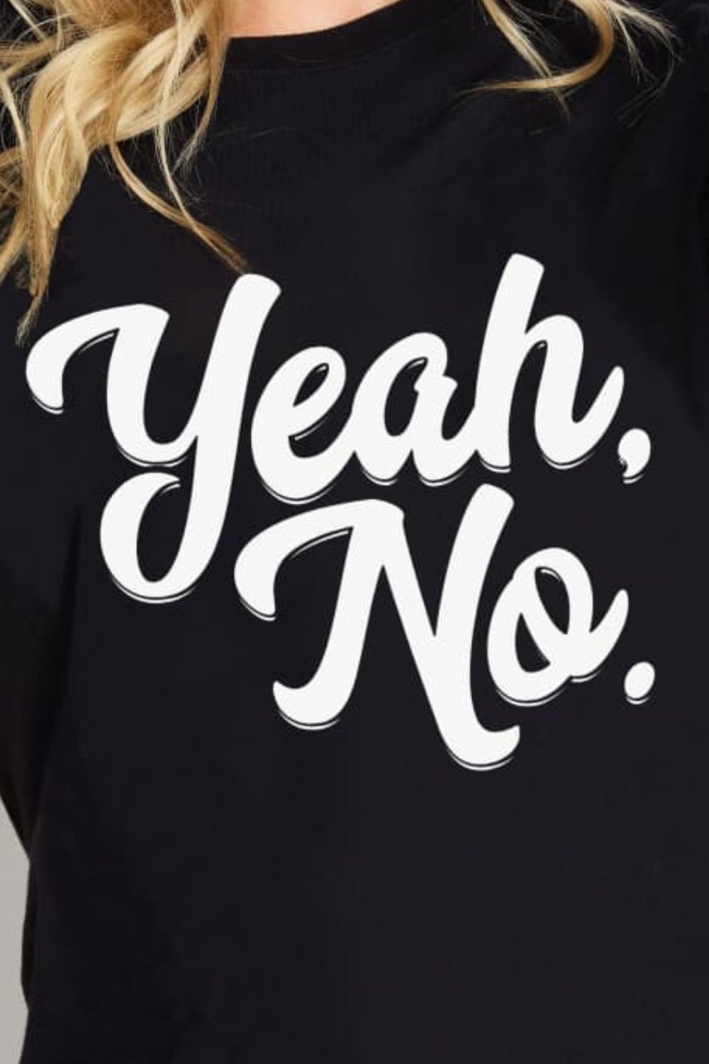 Simply Love YEAH, NO グラフィック コットン T シャツ
