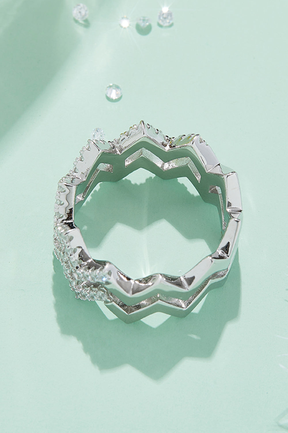 Uylees Boutique Moissanite Zigzag Stacking Rings