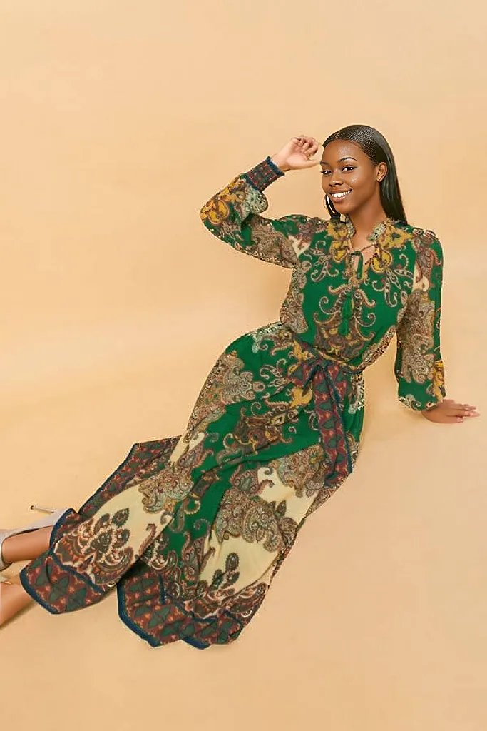Lovely Woven Printed Midi Dress, Sizes Small - Large