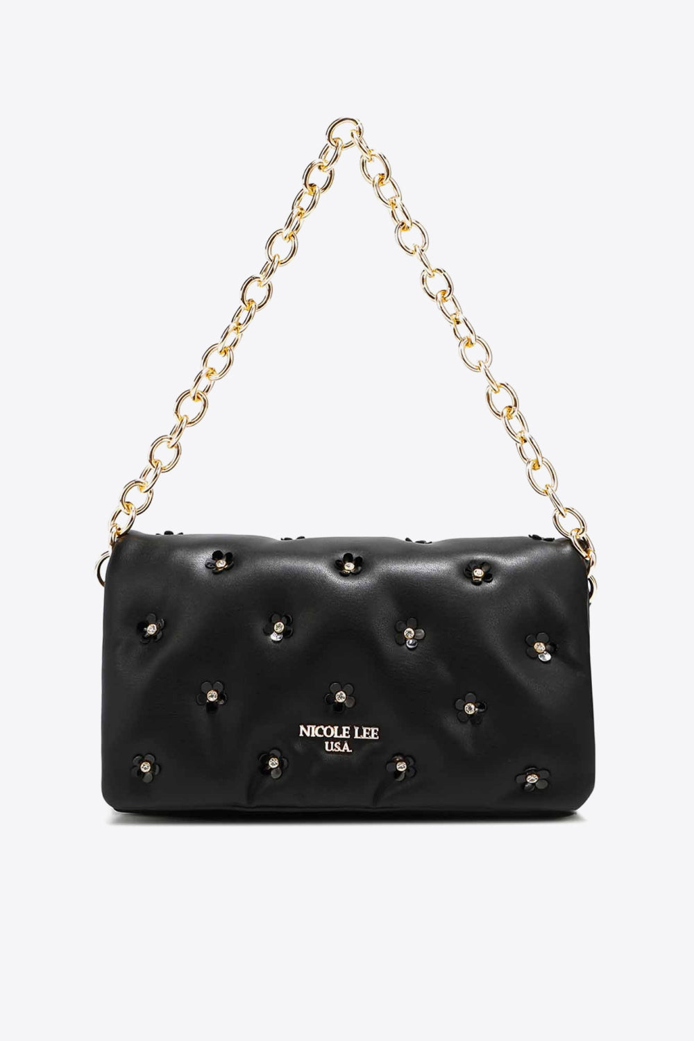 Uylee's Boutique Nicole Lee USA ダイヤモンド フラワー メッセンジャー クロスボディ バッグ