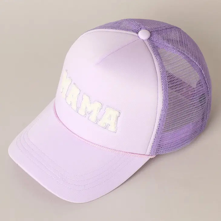 Mama Chenille Letter Patch Trucker Hat in Three Colors