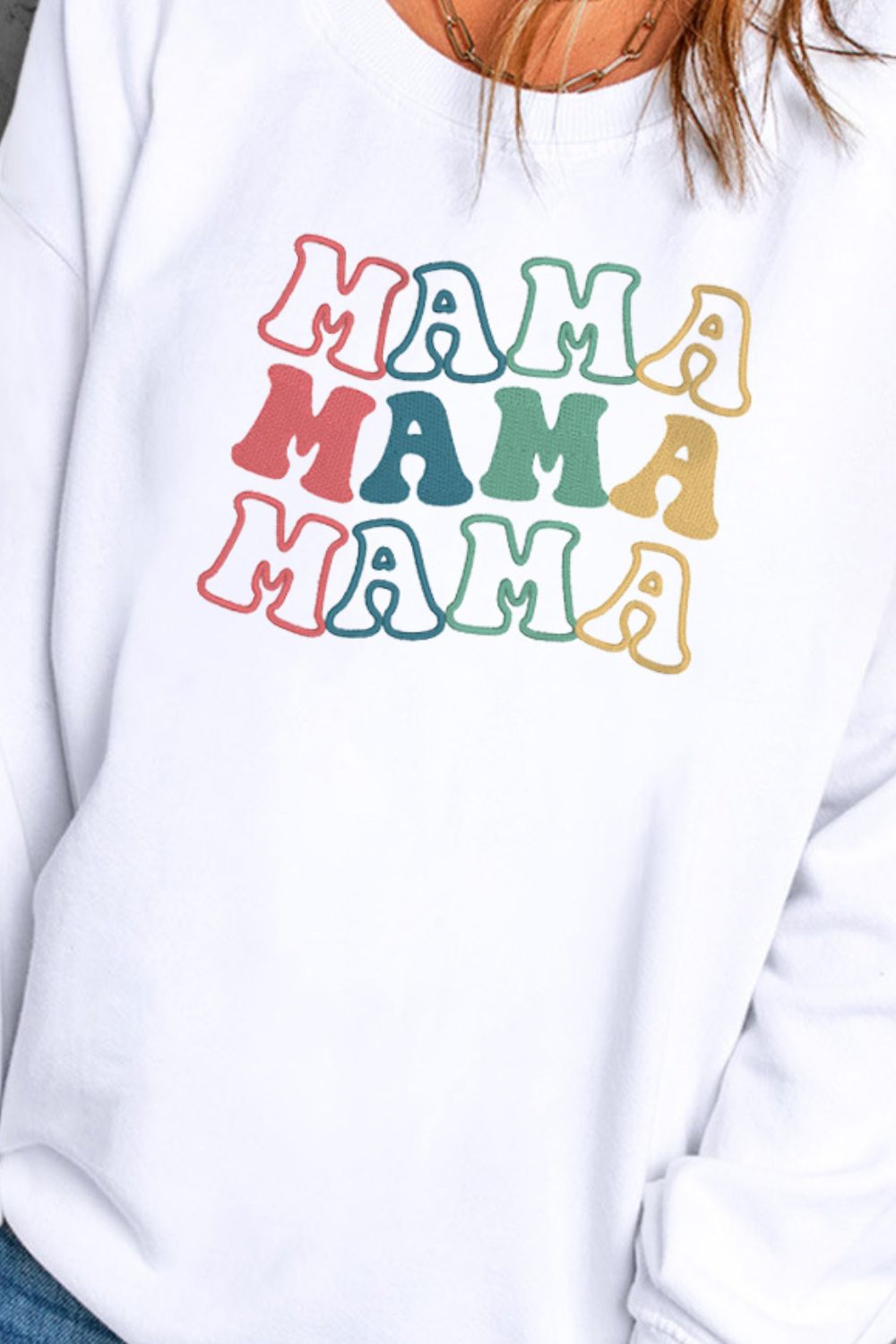 MAMA グラフィック ラウンドネック ドロップショルダー スウェットシャツ