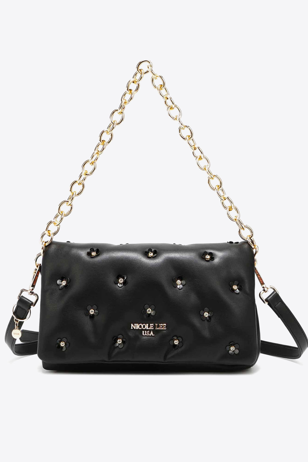 Uylee's Boutique Nicole Lee USA ダイヤモンド フラワー メッセンジャー クロスボディ バッグ