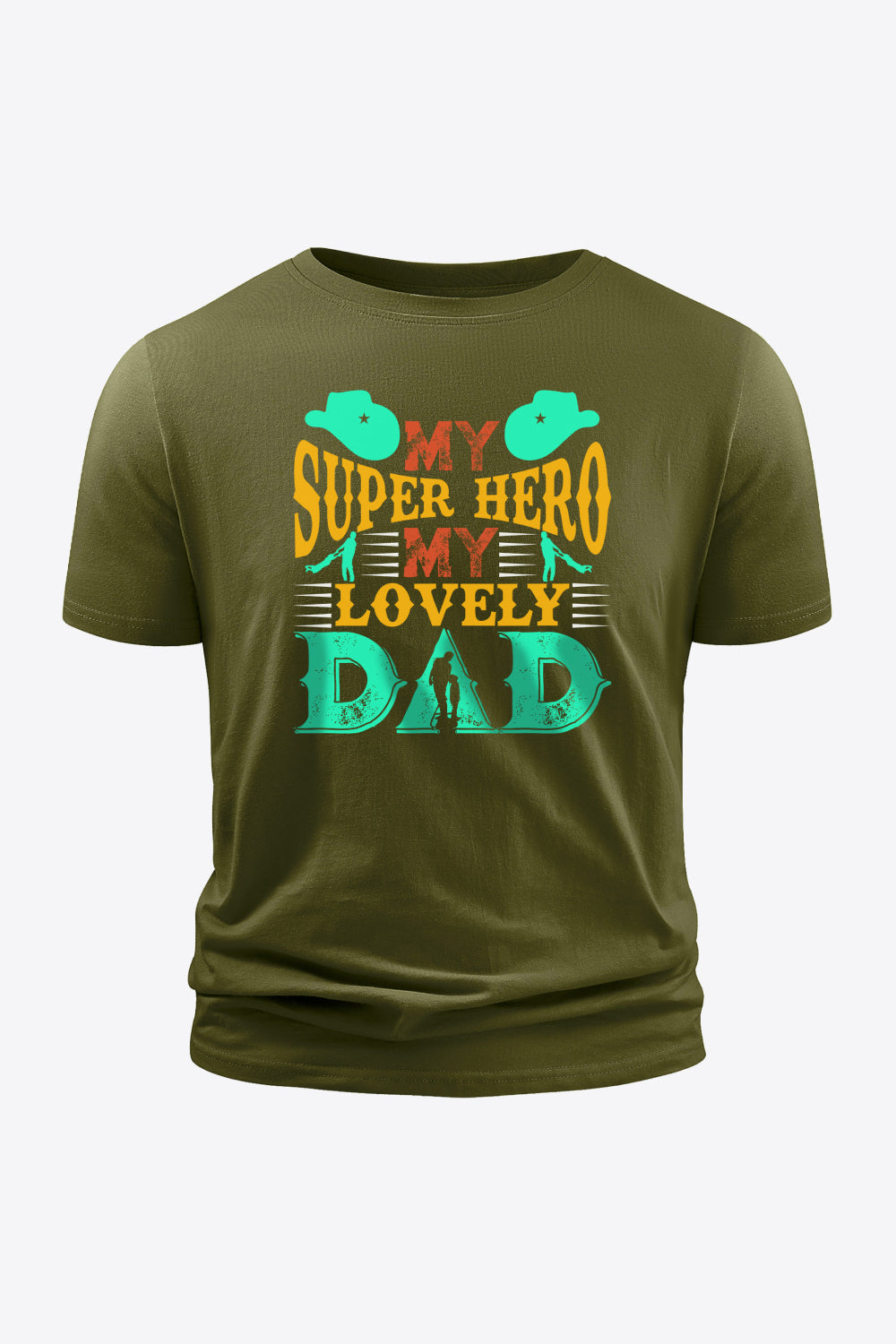 Full Size MY SUPER HERO MY LOVELY DAD Graphic Round Neck Short Sleeve Cotton T-Shirt