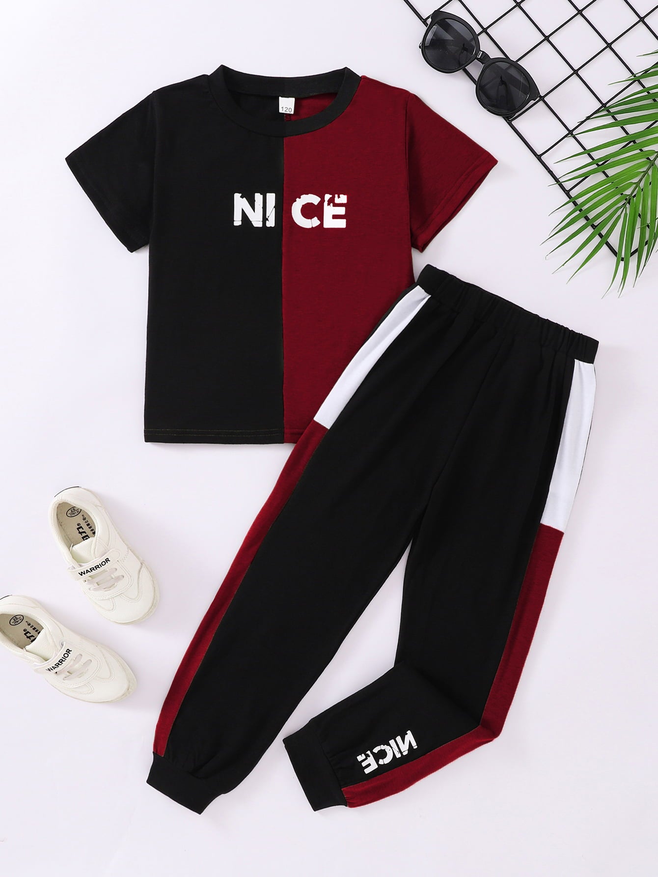 NICE コントラスト T シャツとパンツのセット