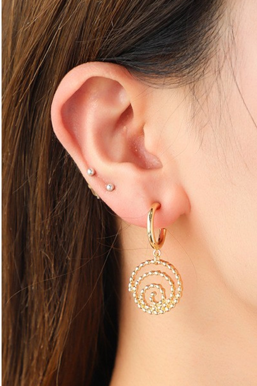 Uylee's Boutique 18K ゴールドメッキ合金スパイラル イヤリング