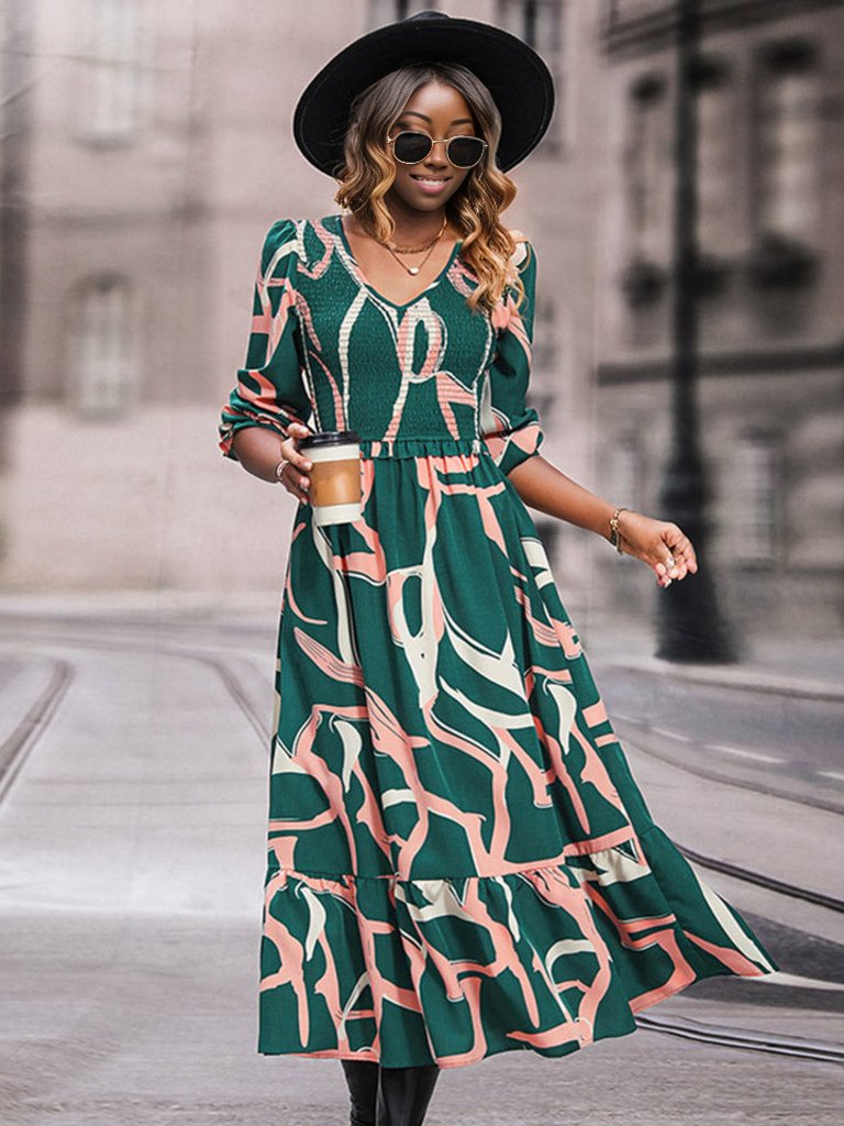 Midi dress with on sale three quarter sleeves