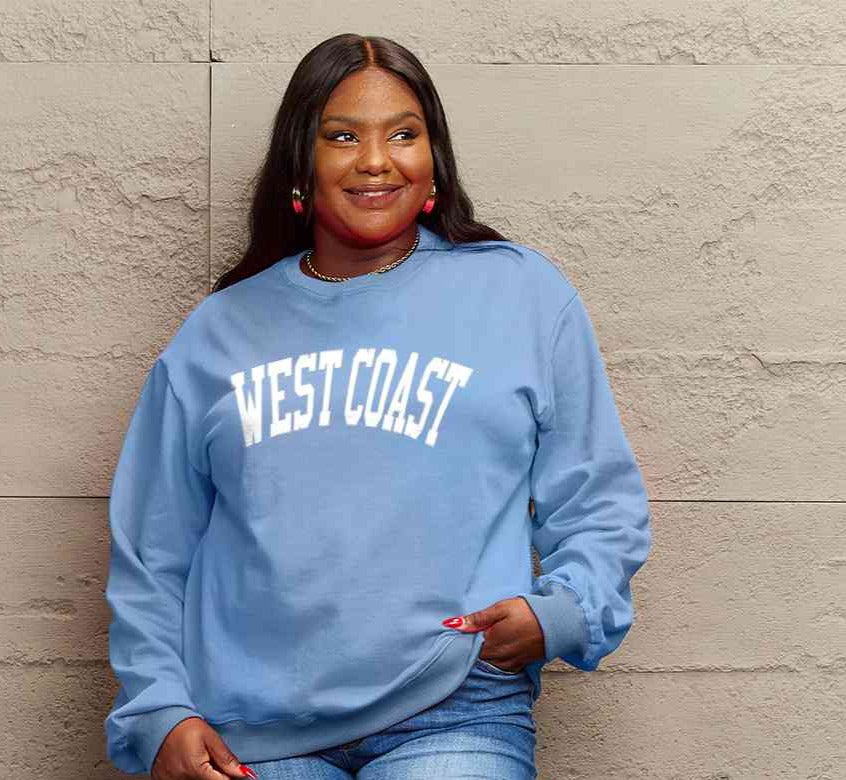 Simply Love Full Size WEST COAST Graphic Long Sleeve Sweatshirt