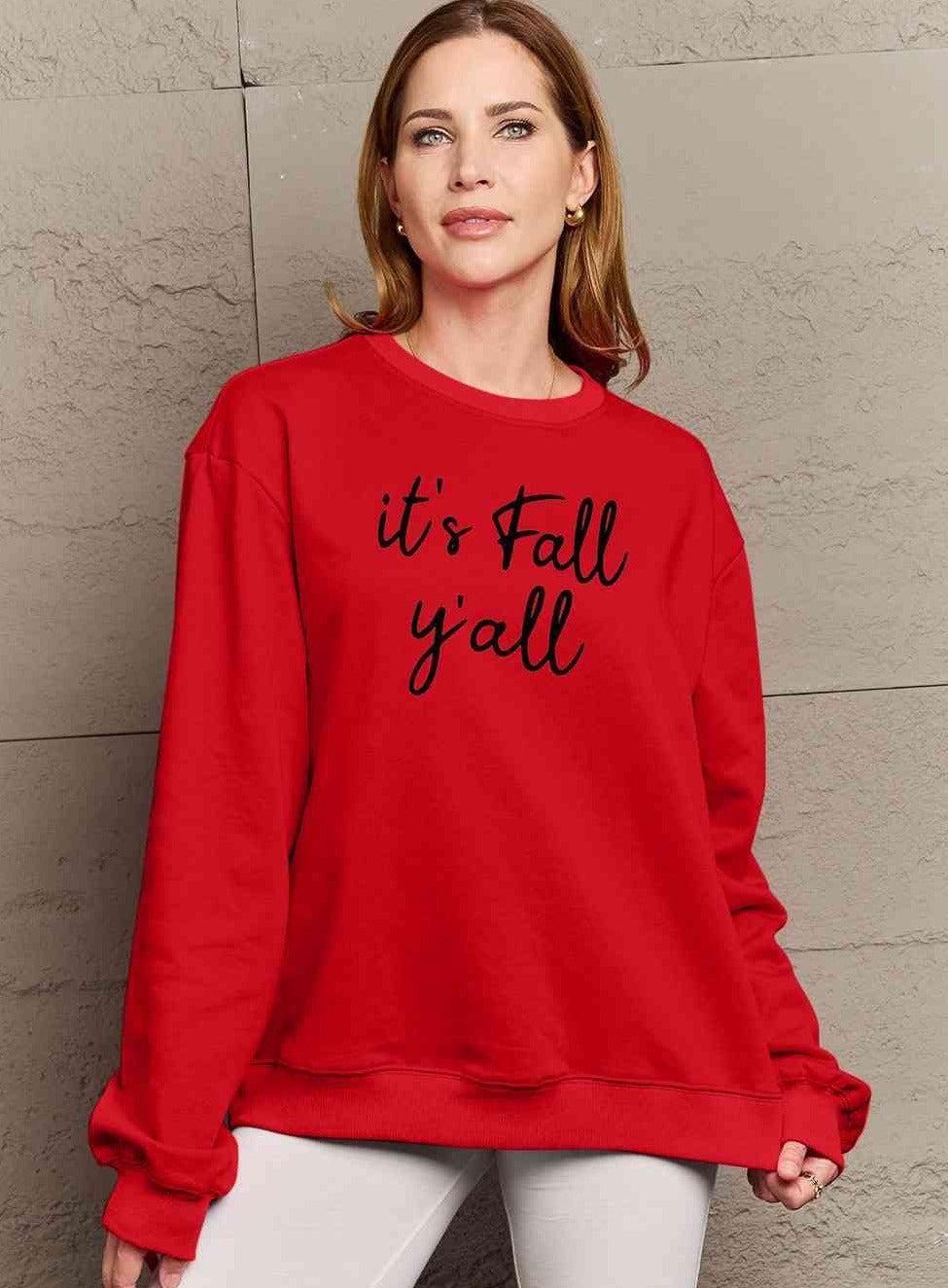 Simply Love Full Size IT'S FALL Y'ALL Graphic Sweatshirt