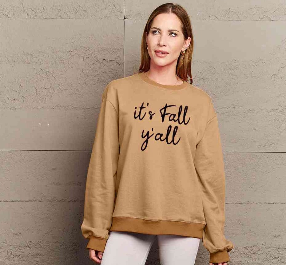 Simply Love Full Size IT'S FALL Y'ALL Graphic Sweatshirt