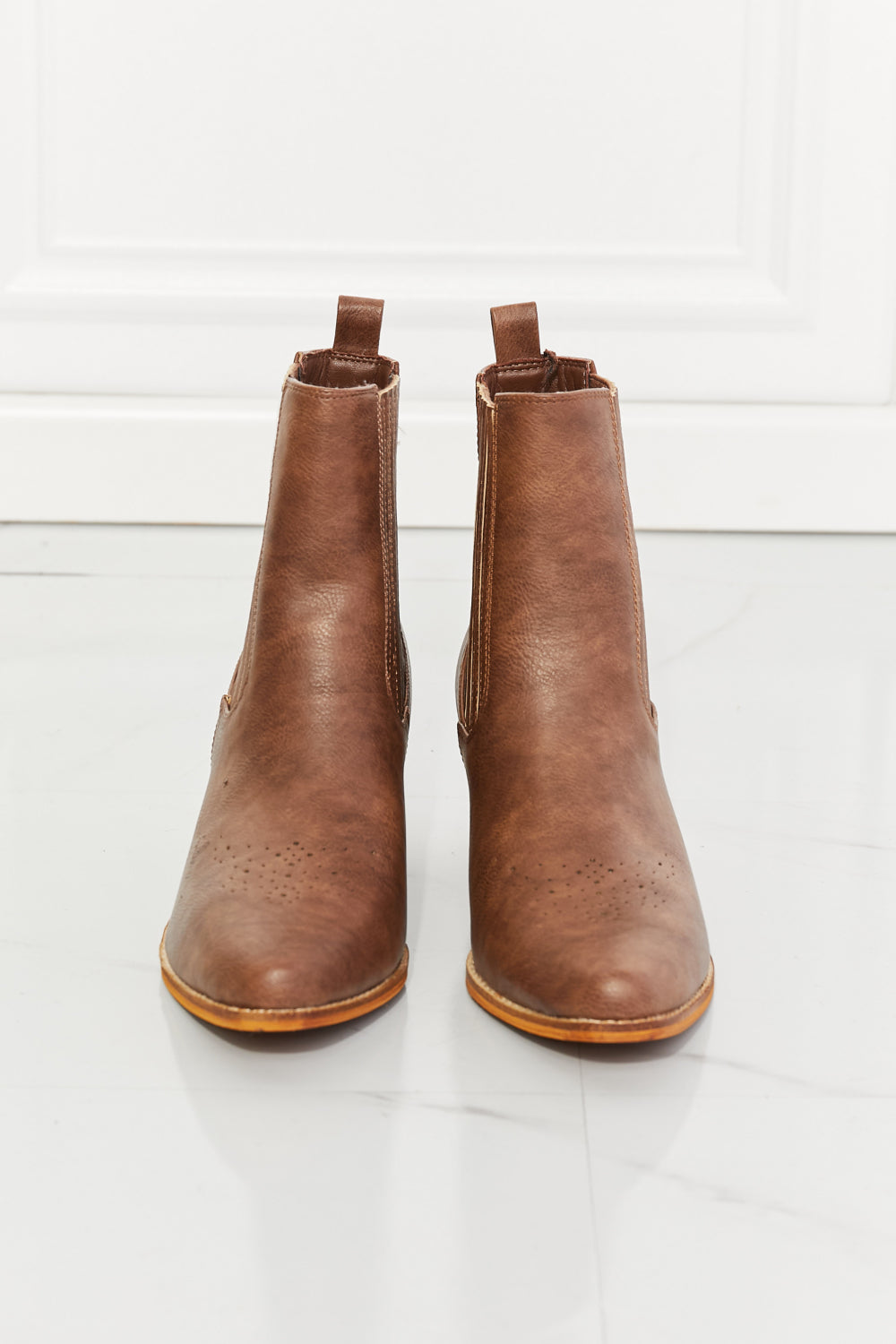 Uylee’s Boutique Love the Journey Stacked Heel Chelsea Boot in Chestnut