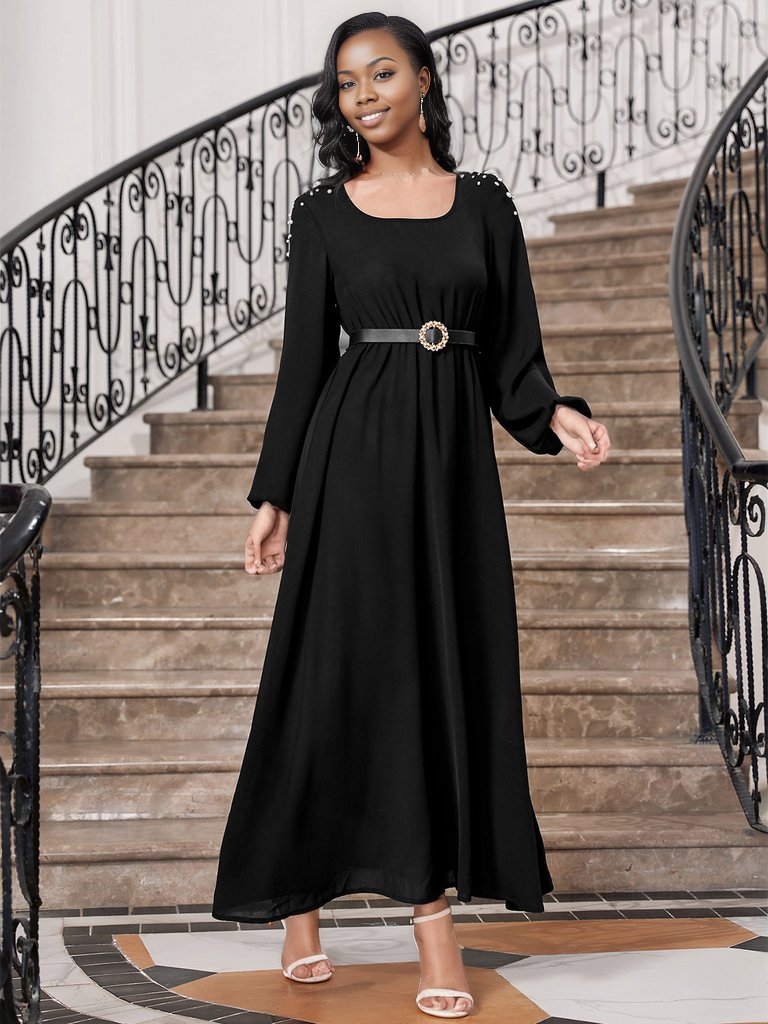 Square Neck Balloon Sleeve Dress