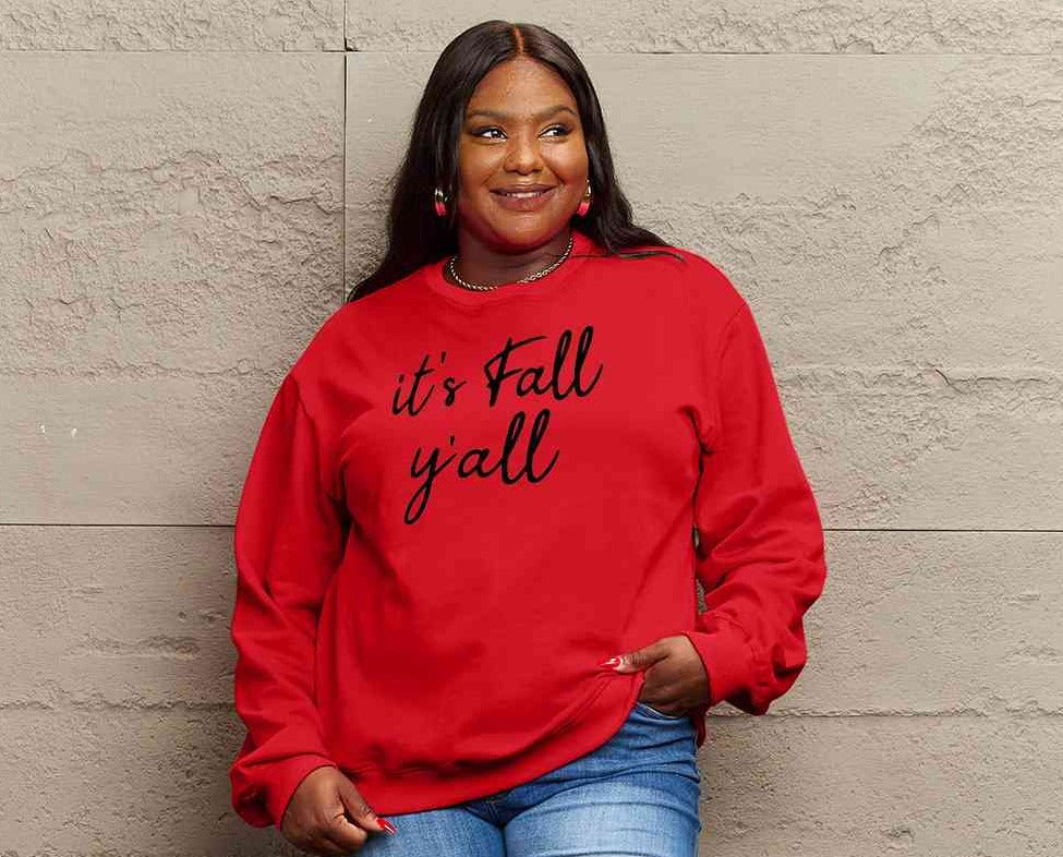 Simply Love Full Size IT'S FALL Y'ALL Graphic Sweatshirt